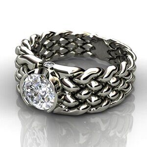 🍁Refine Dainty Weave Anillos Round Zircon Rings for Women, MARR9162